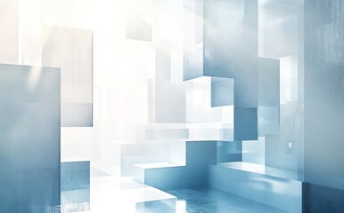 Through Stock, a 3D rendering of an empty white room with intricate geometric patterns is created