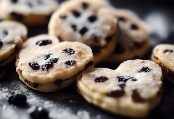 welsh powdered cakes macro traditional shapes heart sugar raisins cake health love white background biscuit british closeup day delicious diet dried dripped food fruit nubes ingredient marriage