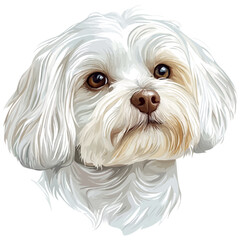 Maltese Head Vector Illustration | Elegant Toy Dog Artwork for Logos & Prints  
