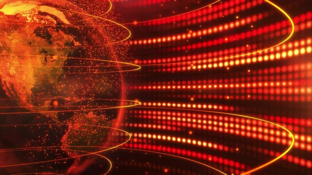 Abstract image of the virtual space of modern technologies around the Earth