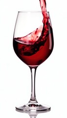 Rich red wine, swirling in a glass, isolated on white , crimson, burgundy, wine tasting