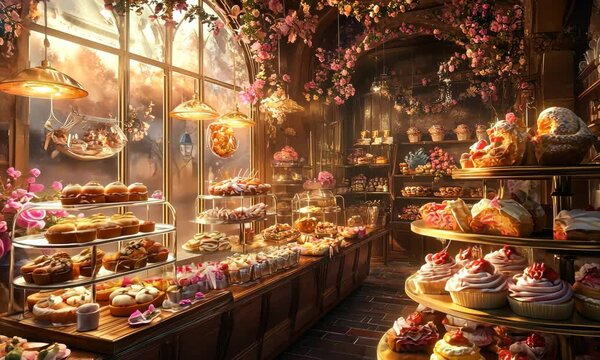 Delightful Pastry Shop Filled with Beautiful Desserts and Treats with ai generated