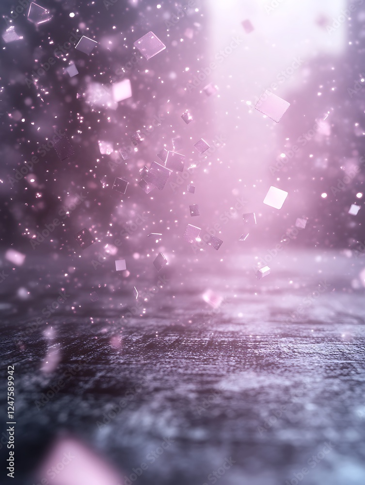 Aufkleber a soft, dreamy scene with floating pink particles against a blurred background, creating a serene, e