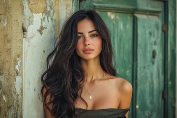 Fototapeta premium Beautiful woman on the streets of the old Italian town.