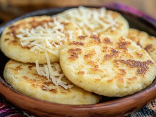 Delicious Arepas with Cheese: A Traditional Latin American Dish Close-Up