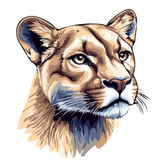Mountain Lion Head Vector Illustration | Powerful Wildlife Artwork for Logos & Prints  
