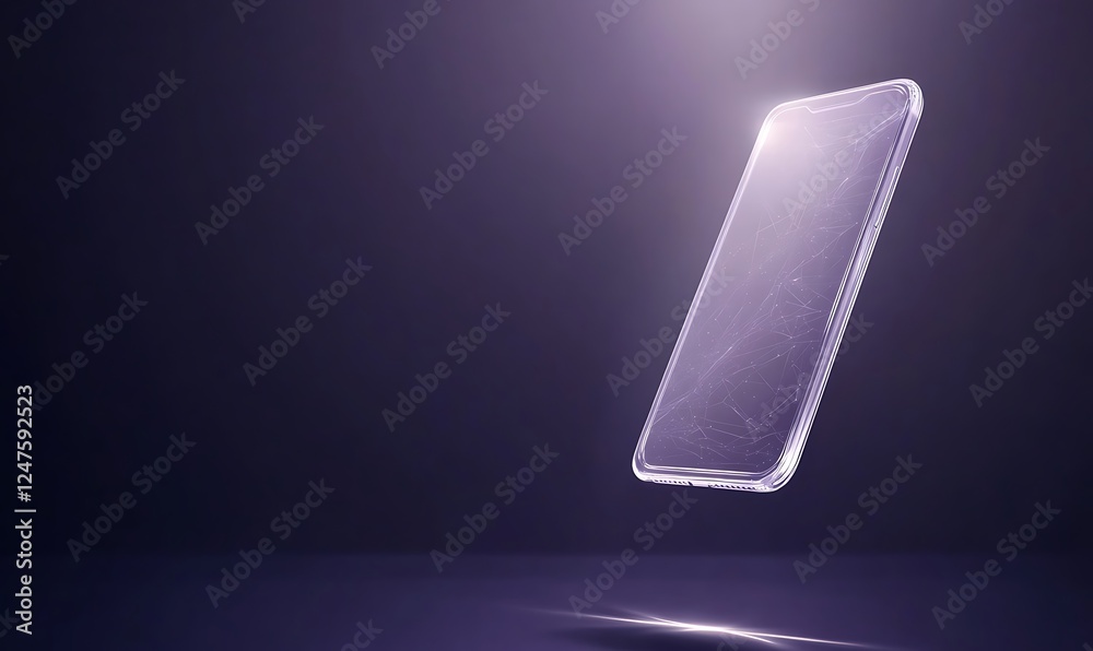 Poster a sleek, modern smartphone case floats against a dark background, illuminated by soft light, showcas