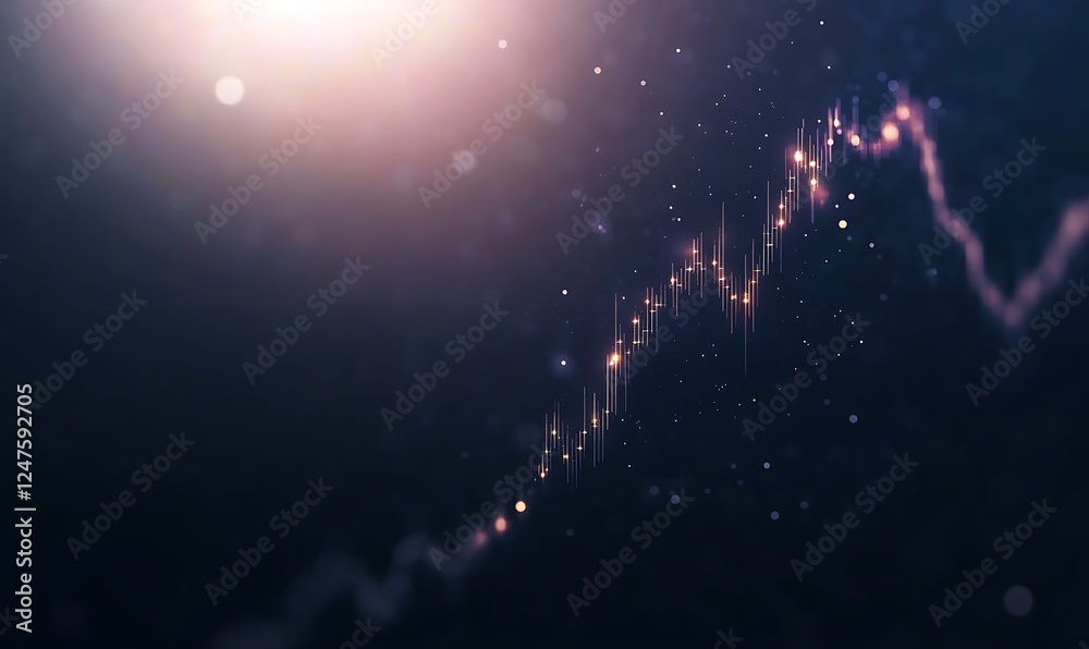 Poster A dynamic financial graph with glowing points, illustrating an upward trend against a dark background, symbolizing growth and success.