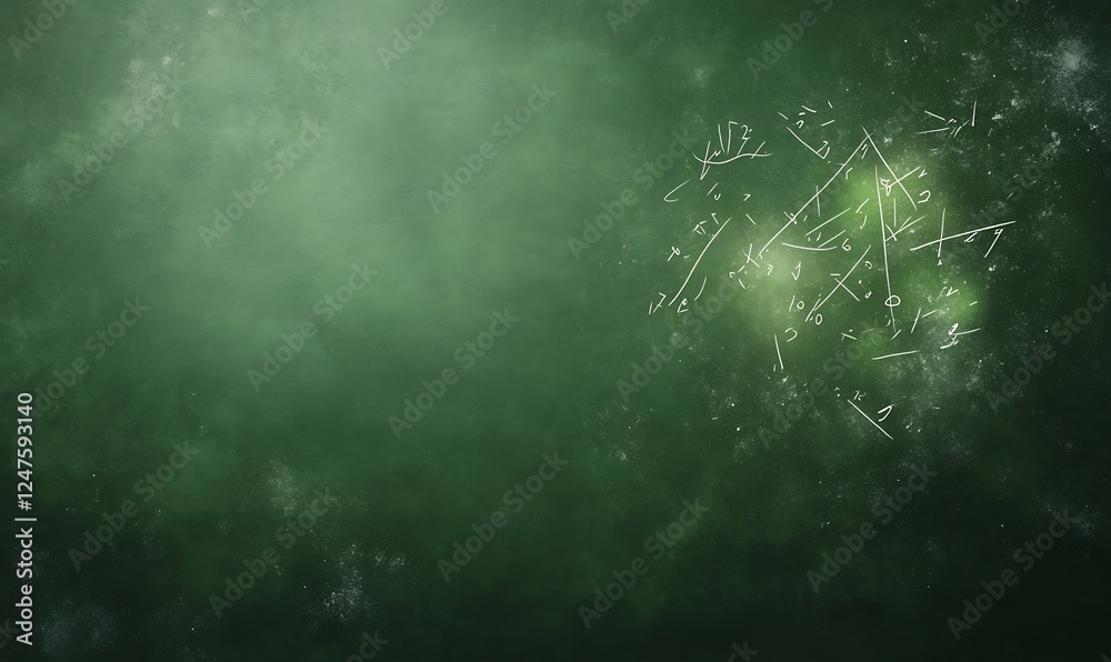Poster A blurred green background with faint patterns and shapes, creating an abstract and atmospheric visual effect.