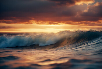 Fototapeta premium ocean clouds colorful sea light water shape crest background sunset beautiful wave beach surfing surf blue big nature summer sky crashing hawaii tropical motion splashing huge beauty abstract