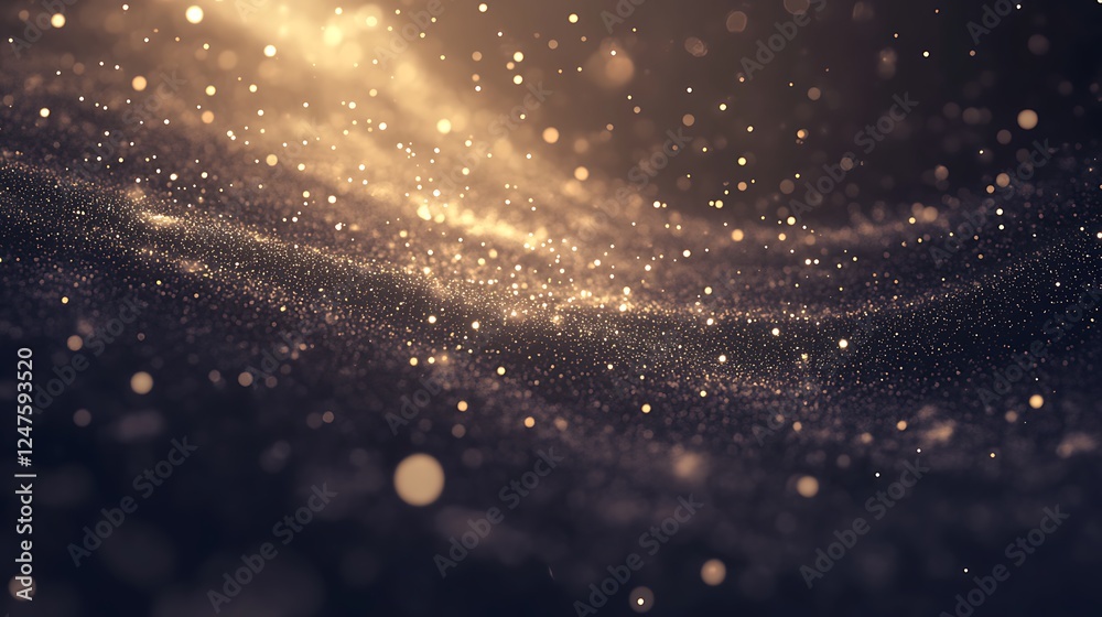 Fototapete a mesmerizing abstract display of shimmering particles in golden hues, evoking a sense of depth and 