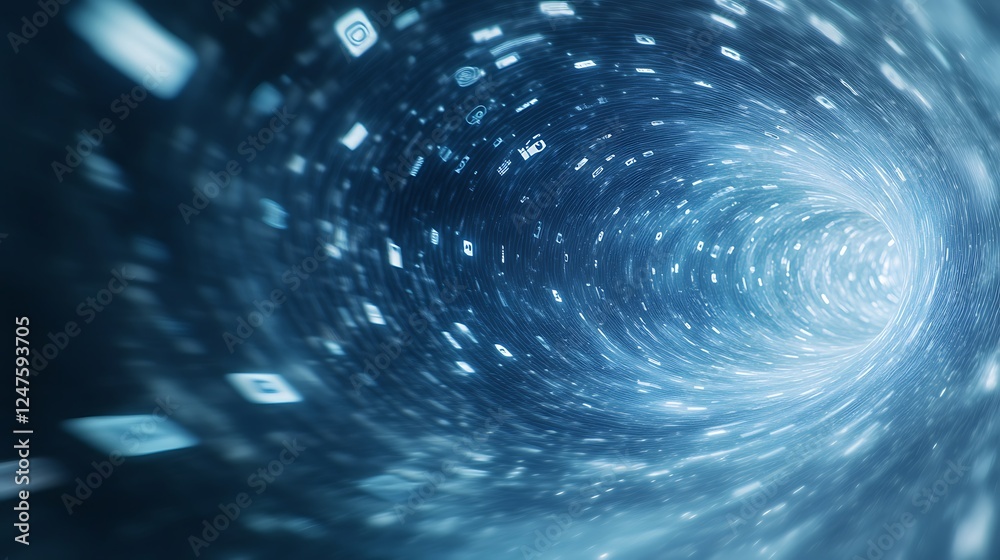 Aufkleber A swirling digital vortex of binary code, representing data flow and technology, evoking a sense of speed and depth in the digital realm.