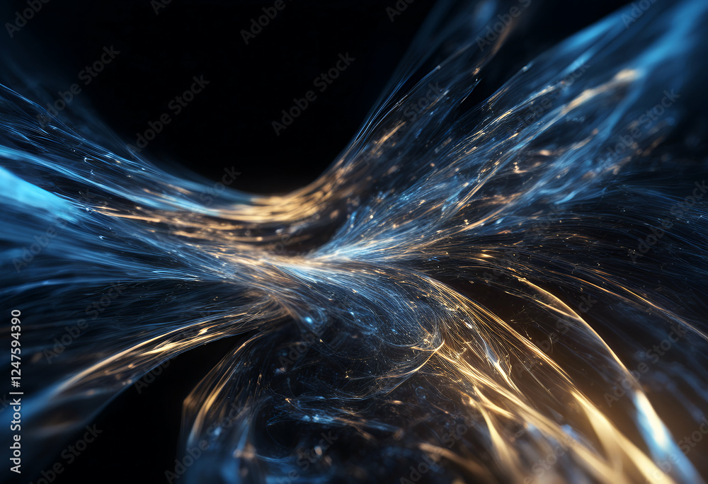 Poster abstract glowing blur fractal concept composition black three lines graphics innovation background m
