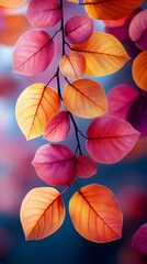 Colorful Autumn Leaves With Dew Drops
