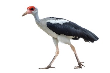 Secretary Bird Isolated on White Background.
