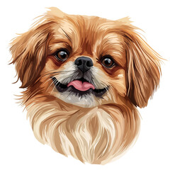 Charming Pekingese Head Vector Illustration &ndash; Adorable Dog Artwork
