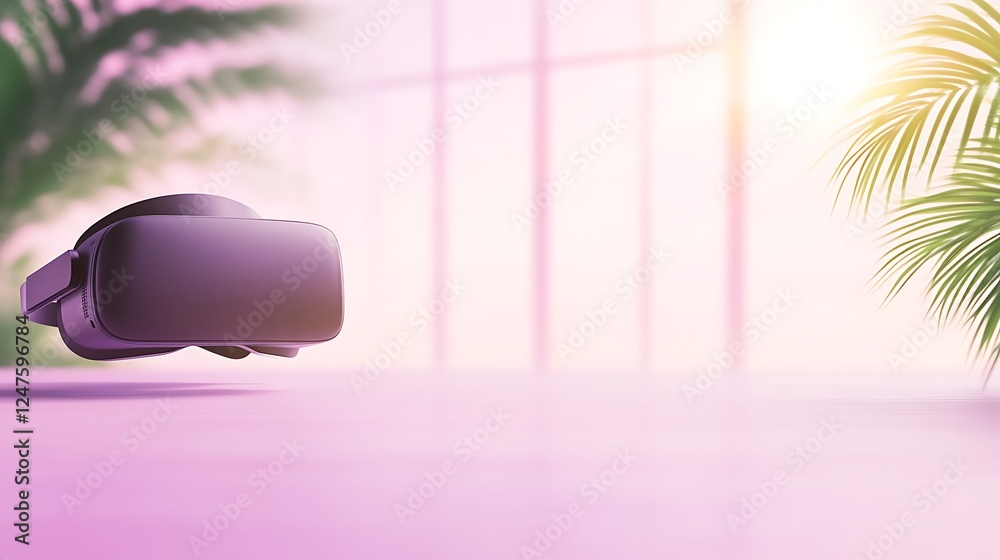 Poster a sleek vr headset floats against a soft, colorful backdrop, hinting at an immersive digital experie