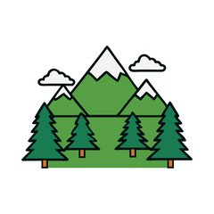 Obraz premium Green Hills With Pine Trees Icon