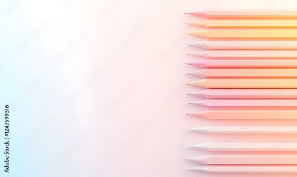 Poster colorful pencils create a vibrant gradient against a soft background.