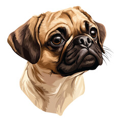 Adorable Puggle Head Vector Illustration – Cute Dog Artwork
