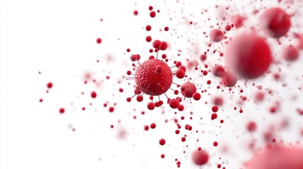 Virus particles, imaginative representation of global disease containment, on white background. 