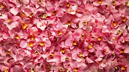 Fototapeta premium Vibrant layers of pink orchids fill the space with color and texture, showcasing nature's artistry. This beautiful floral arrangement is perfect for adding elegance to any occasion or decor