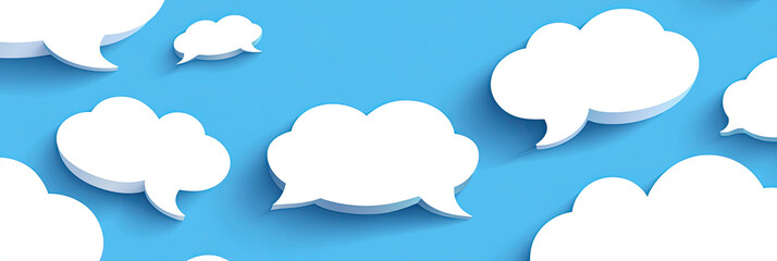 Fototapeta premium White Speech Bubbles on Blue Background with 3D Effect