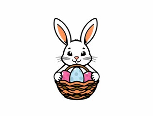 Fototapeta premium Cute bunny with an Easter basket icon