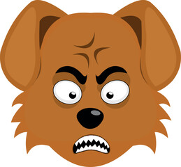 vector illustration emoji character face dog cartoon, fury expression with a vein in his head and sharp teeth