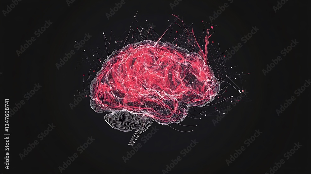 Leinwandbilder visual representation of a brain with vibrant colors and dynamic effects against a dark background.