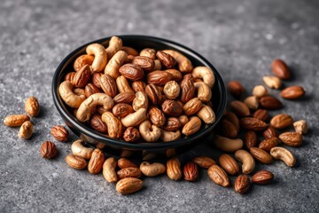 Mixed Nuts in Black Bowl