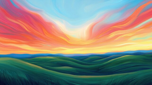 serene sunset over rolling hills