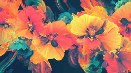 Vibrant floral pattern with blooming botanical designs vibrant style generative ai. Floral Surrealism. Illustration
