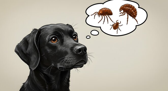 Dog's distressing dilemma, battling fleas and ticks with hopeful expression