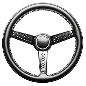 recommend clip art: Close-Up View of a Vintage Steering Wheel on White Background