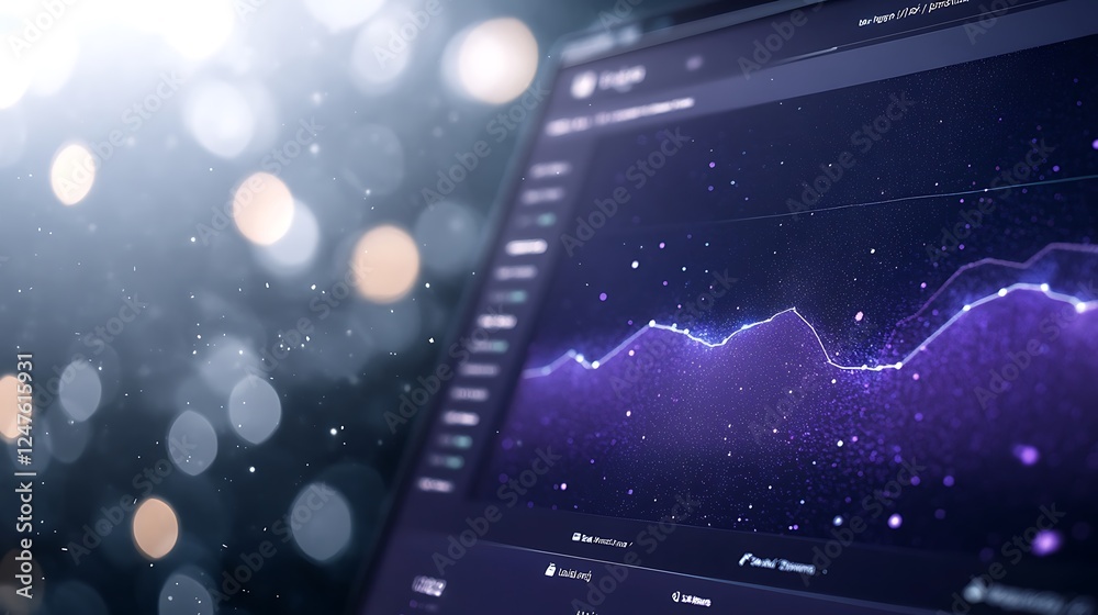Aufkleber Graphical data visualization with glowing elements and a digital interface.