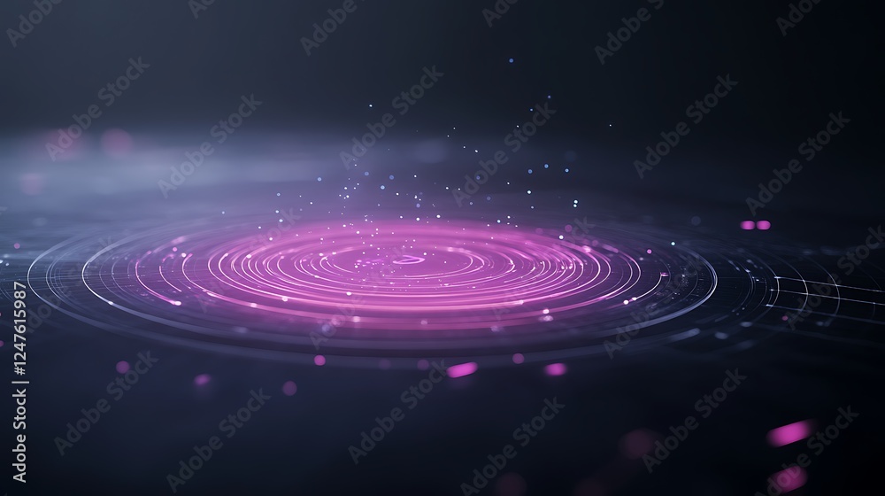 Poster Abstract digital image featuring swirling pink patterns and light effects against a dark background.