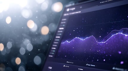 Graphical data visualization with glowing elements and a digital interface.