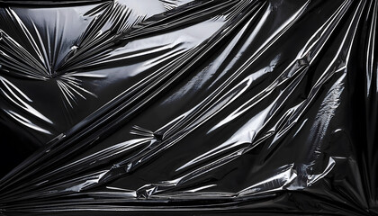 Obraz premium Crumpled Plastic Foil. Transparent Shiny Plastic Foil Texture. Wrinkled plastic wrap texture