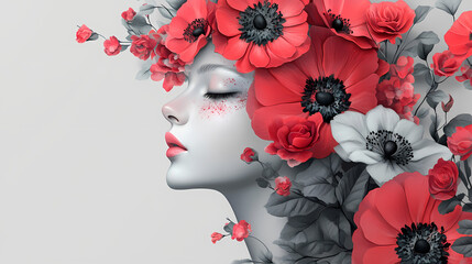 Elegant floral portrait illustration. surrealism. illustration. Floral Surrealism. Illustration