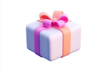 Gift 3D icon in cartoon style floating isolated