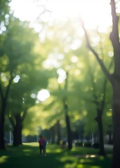 Fototapeta premium Green city park bokeh background blurred background of city park with green trees and sunlight bokeh perfect for nature and urban lifestyle themes bokeh green bokeh green abstract background light bri