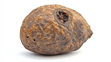 Maca Root: An isolated close-up shot of a maca root, showcasing its earthy textures and subtle, organic shape.