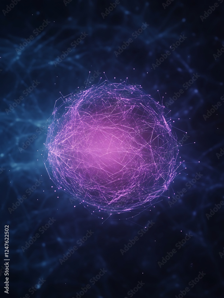 Poster futuristic holographic globe with glowing social elements, ideal for technology and global communica