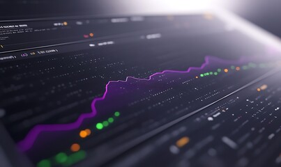 Futuristic financial dashboard featuring colorful lines and data visualization concepts.