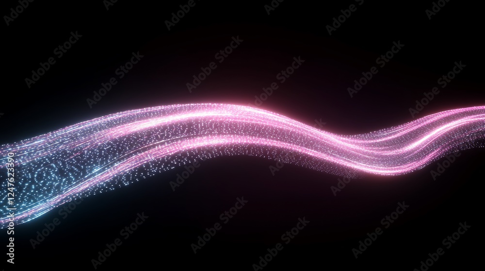 Leinwandbilder A vibrant, futuristic image of a glowing data stream flowing in a spiral pattern.