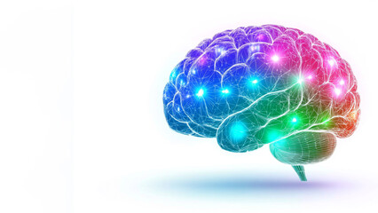 Creative and colorful brain illustration with space for text and logo display suitable for various media formats