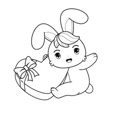 Valentine Day Coloring Page with cute bunny