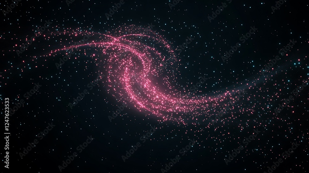 Poster Futuristic image of a glowing data stream flowing in a spiral, ideal for tech and digital themes.