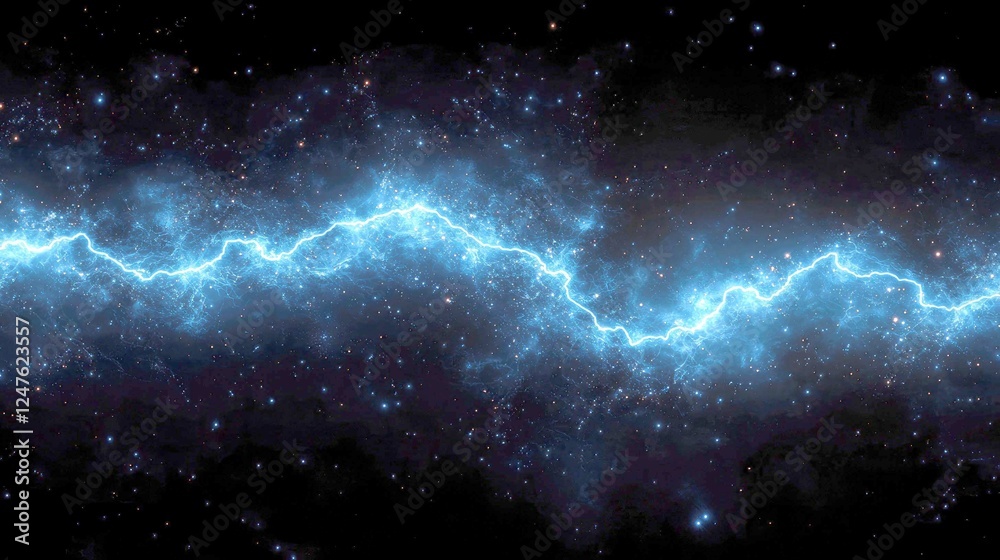 Canvas Prints cosmic lightning: a mesmerizing display of blue plasma energy against a backdrop of distant stars an